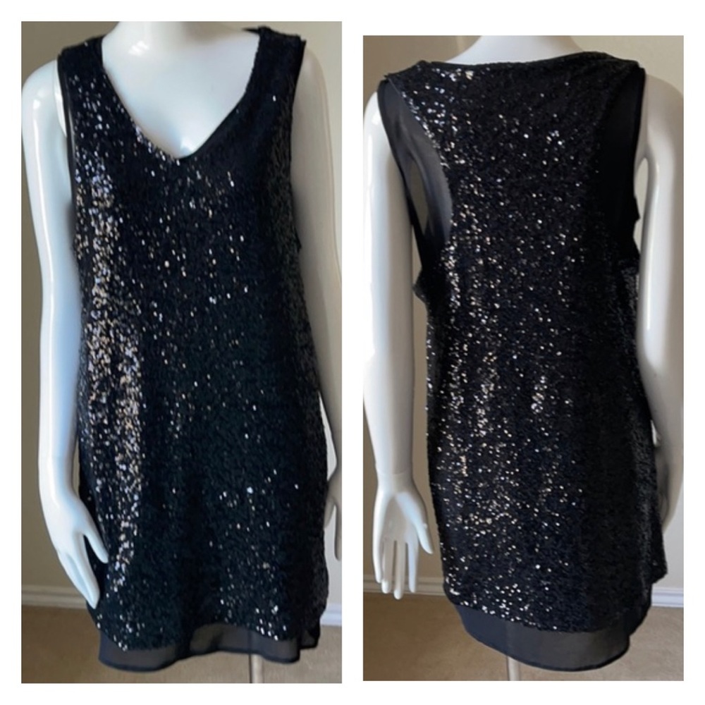 ASOS Black Sequin Shift Mini Dress Sleeveless 4